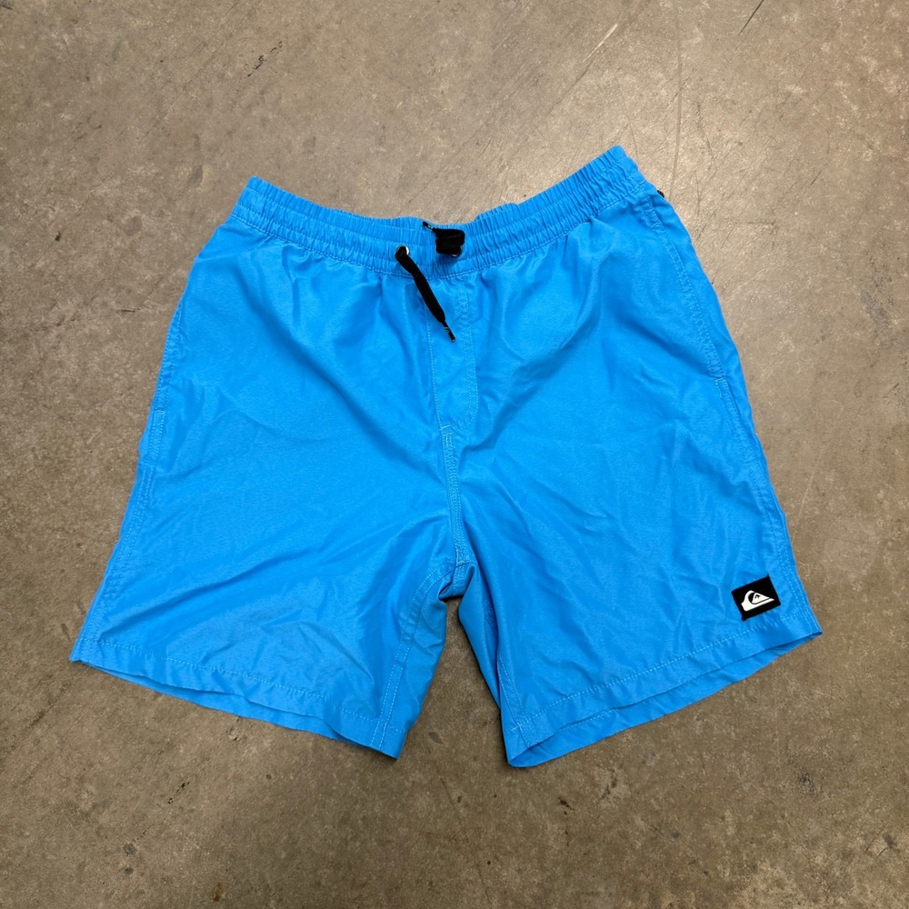 Quiksilver Mens Recycled Board Shorts Blue Elastic‎ Waist Swim Trunks 30 Waist